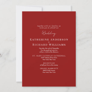 Invitación Formal de Invierno Roja para Boda en 2