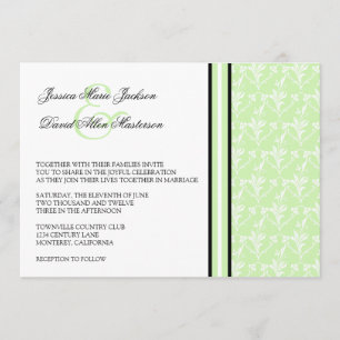 Invitación formal de la boda 5x7 del damasco de la