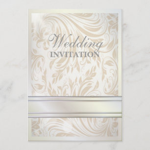 Invitación formal de la boda de la damáscara blanc
