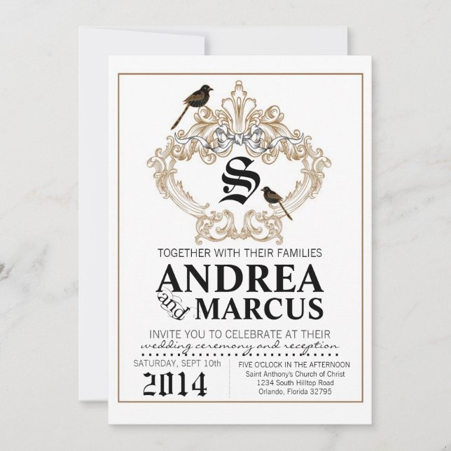 invitación formal de la boda de la paloma de los (Anverso)