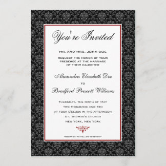 Invitación formal de la boda del damasco