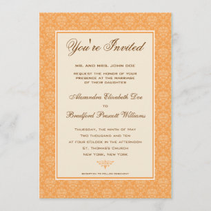 Invitación formal de la boda del damasco