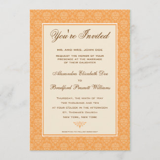 Invitación formal de la boda del damasco