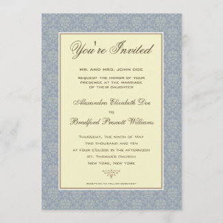 Invitación formal de la boda del damasco