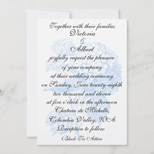 INVITACIÓN FORMAL de la BODA del Hydrangea (Anverso)