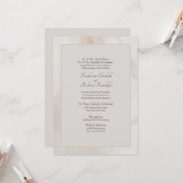 Invitación formal de matrimonio beige a ambos padr