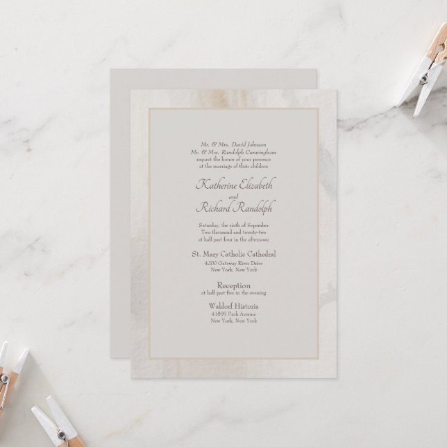 Invitación formal de matrimonio beige a ambos padr (Anverso/Reverso In Situ)