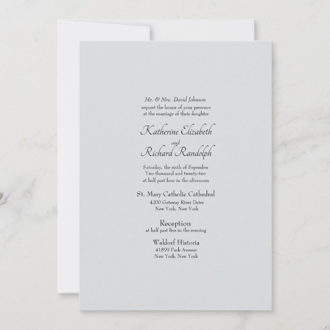 Invitación formal de matrimonio de padres con gris (Anverso)