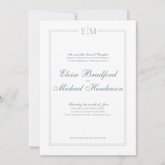 Invitación formal de matrimonio en monograma