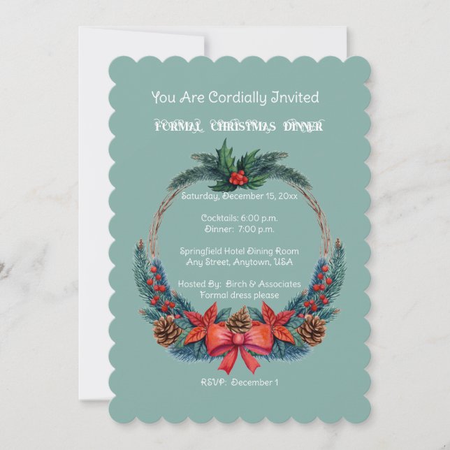 Invitación Formal de Navidad para Fiesta Corporati (Anverso)