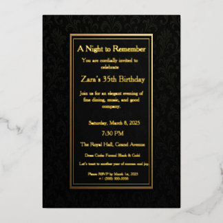 Invitación Formal de Papel Aluminizado en Negro El