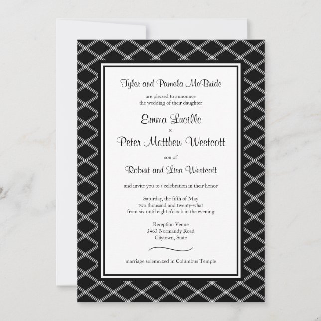 Invitación Formal de Recepción Únicamente con Arte (Anverso)