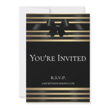 Invitación formal del Museo Black Bow Gold Stripes