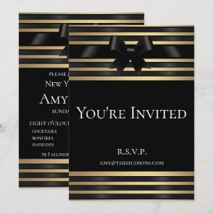 Invitación formal del Museo Black Bow Gold Stripes