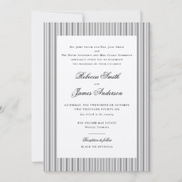 Invitación Formal Elegant Classic Black Stripes Wedding