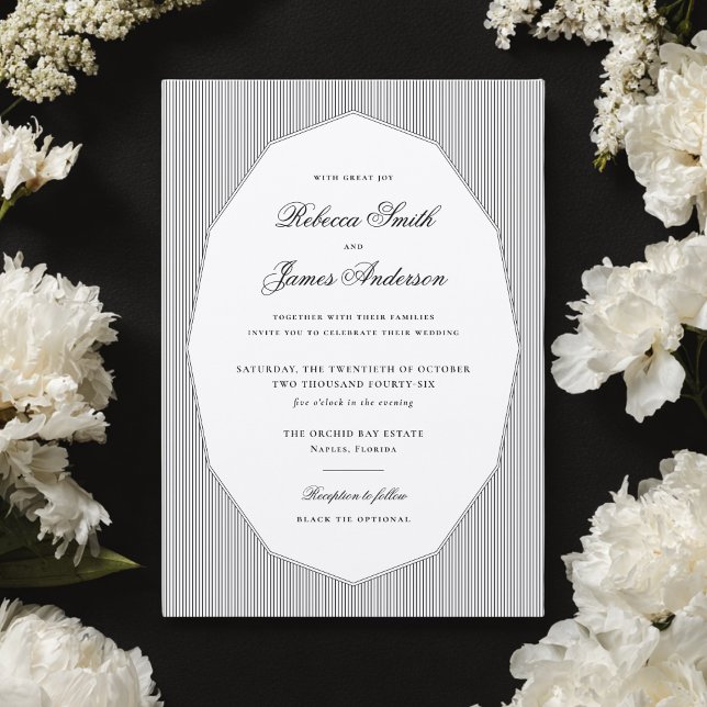 Invitación Formal Elegant Classic Black Stripes Wedding (Subido por el creador)