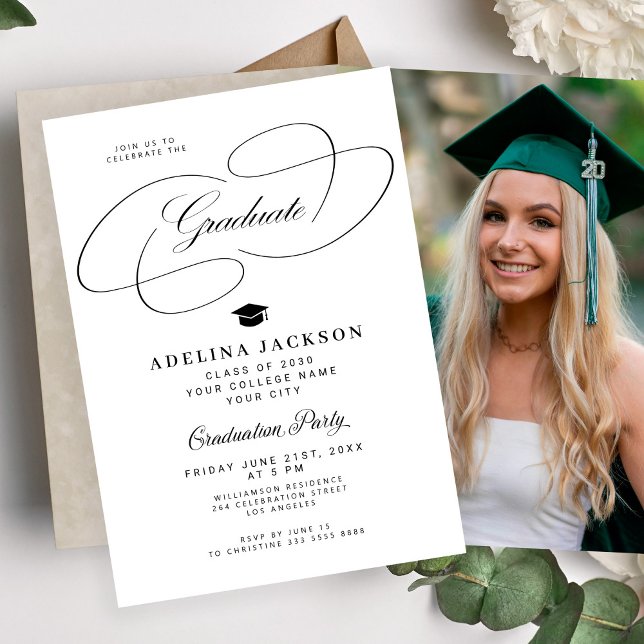 Invitación Formal elegant college photo graduation party (Subido por el creador)