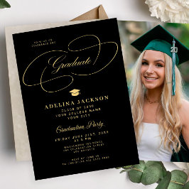 Invitación Formal elegant college photo graduation party