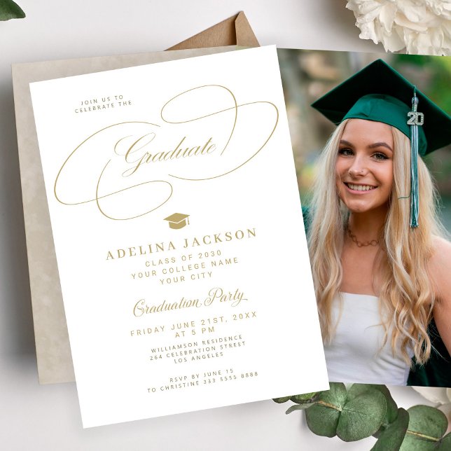 Invitación Formal elegant college photo graduation party (Subido por el creador)