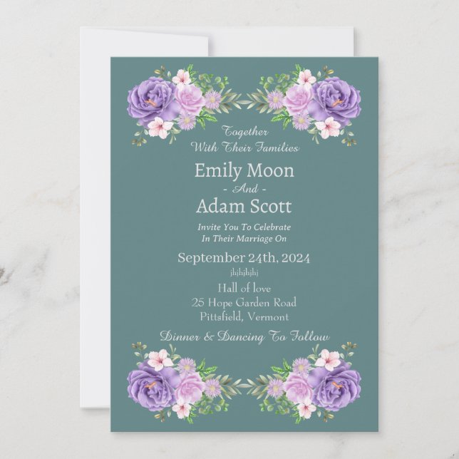 Invitación formal elegante a la boda (Anverso)