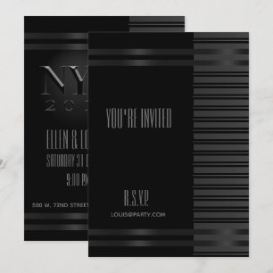 Invitación formal elegante de raya de esmoquin neg