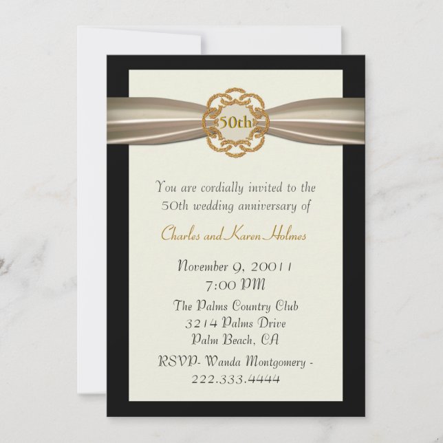 Invitación Formal Elegante para el 50 Aniversario (Anverso)