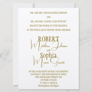 Invitación Formal Gold Black Tie Wedding Invitation