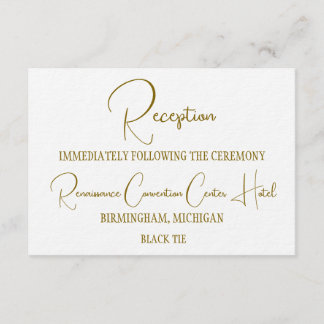 Invitación Formal Gold Black Tie Wedding Reception 