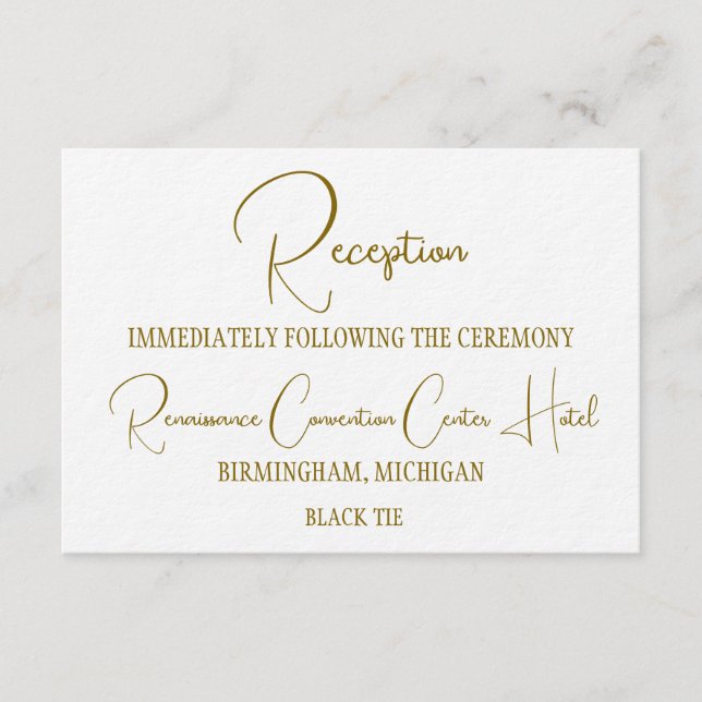Invitación Formal Gold Black Tie Wedding Reception  (Anverso)