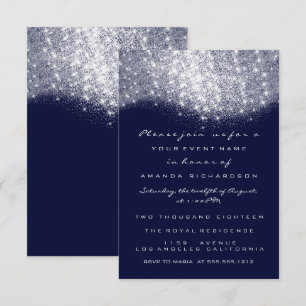 Invitación Formal Gris Plateado Azul Marítimo