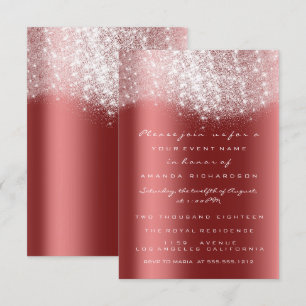 Invitación Formal Gris Plateado con Brillo Rojo Bu