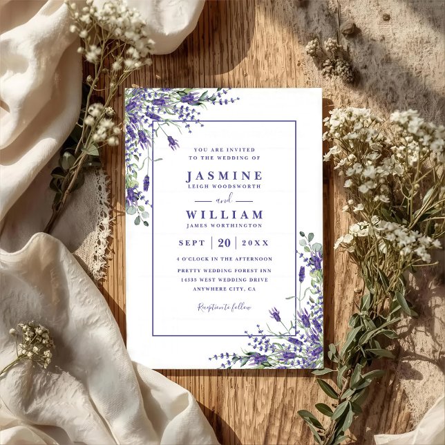 Invitación Formal Lavender Eucalyptus Budget QR Code Wedding (Subido por el creador)