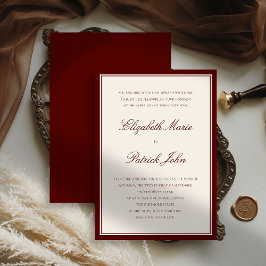 Invitación Formal Modern Classic Deep Burgundy Frame Wedding