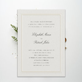 Invitación Formal Modern Classic Elevated Frame Ecru Wedding