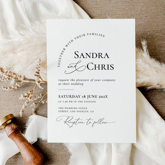 invitación formal moderna a la boda en blanco y ne (Subido por el creador)