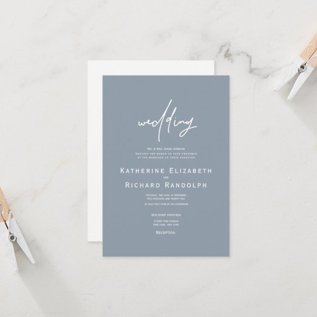 Invitación formal moderna y elegante de color azul (Anverso/Reverso In Situ)