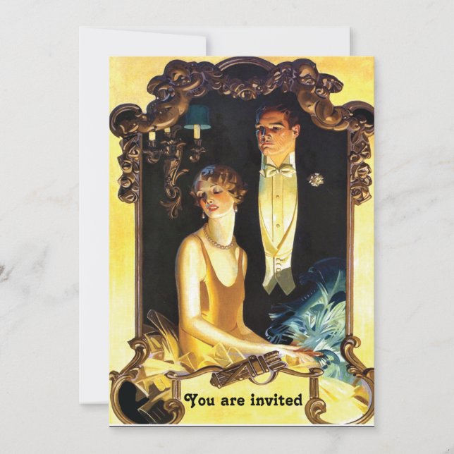 Invitación Formal personalizado Art Nouveau de los años 20 (Anverso)