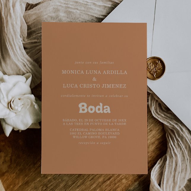 Invitación Formal Simple de Boda Española de Terra (Subido por el creador)