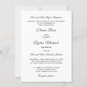 Invitación formal tradicional a la boda universal