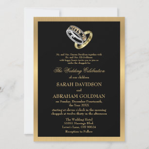 Invitación Formal Tradicional Judía Boda Dorado Ne