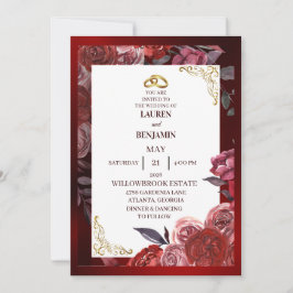 Invitación Formal wedding invitation in red and gold
