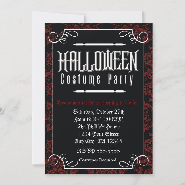 Invitación Formal y Elegante a una Fiesta de Disfr (Anverso)