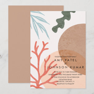 Invitación Formas abstractas de tono terroso de playa Boda