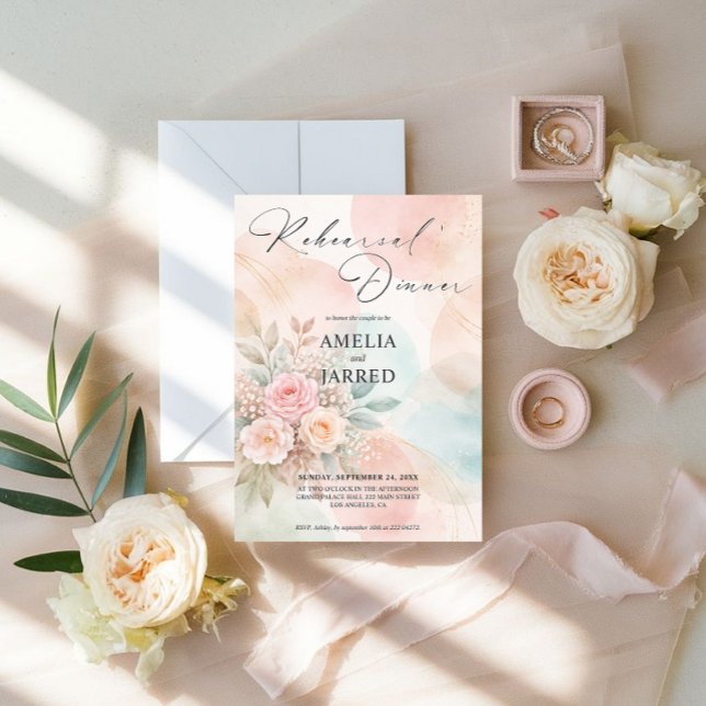 Invitación Formas abstractas florales de acuarela pastel Ensa (Subido por el creador)