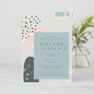 Invitación Formas abstractas modernas Boda gris pastel