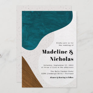 Invitación Formas abstractas modernas Boda Verde azulado y ma