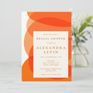 Invitación Formas abstractas modernas en Naranja Bridal Showe
