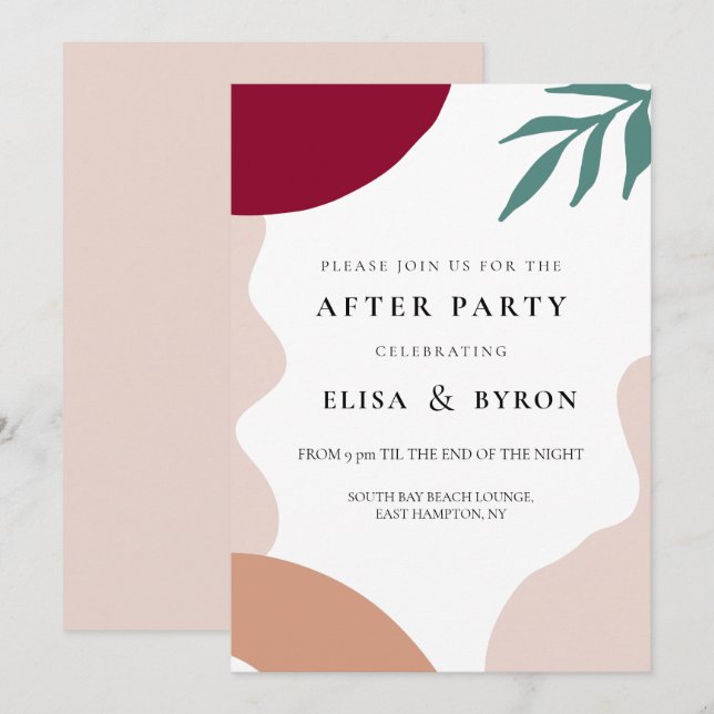 Invitación Formas abstractas modernas para la fiesta de despu (Anverso / Reverso)
