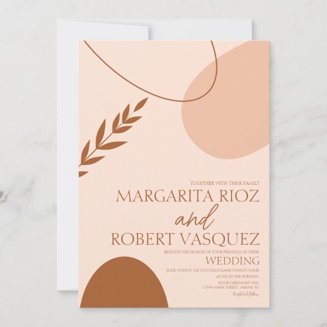 Invitación Formas de Arco Bohemio Boda de Terracota Tostada (Anverso)