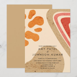 Invitación Formas de tono terroso moderno naranja quemado Bod